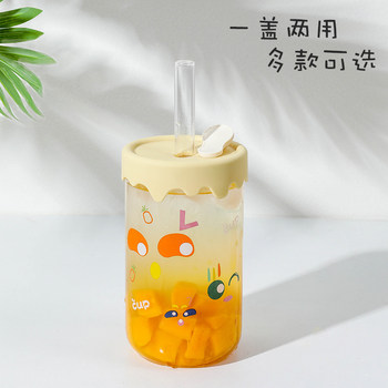High Borosilicate Glass Cup for Girls, Bubble Tea Straw Cup, Household Coffee Cup, Heat-Resistant Water Cup, New Juice Cup