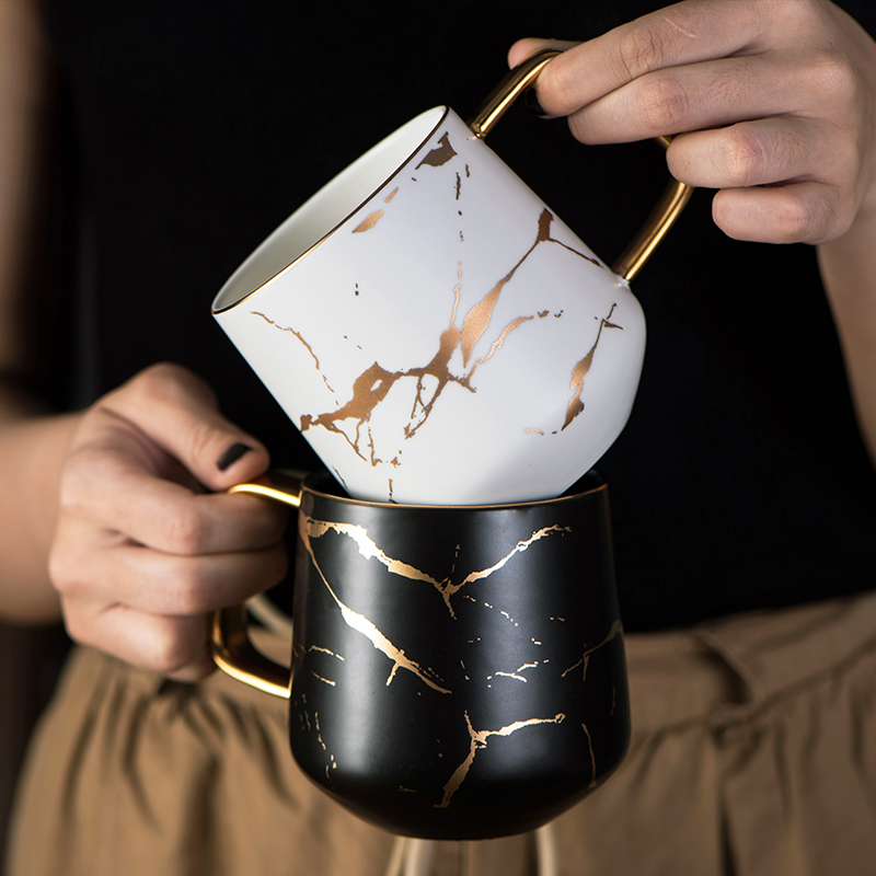 Nordic ceramic mugs ins creative theme couples contracted up phnom penh household cup with cover run water cup