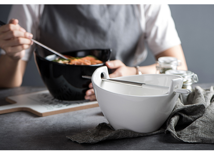 Japanese mercifully rainbow such use ceramic large soup bowl creative ears big bowl eat bowl pull rainbow such use household utensils hat to bowl