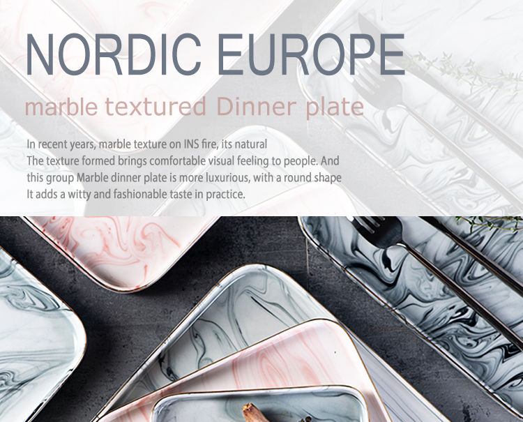 Creative steak knife and fork dish ceramic plate of flat plate set marble western food sushi the topping snack tray