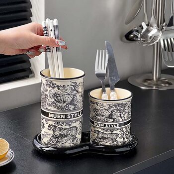 High-looking new chopsticks ceramic chopstick barrel household high-end chopstick cage countertop chopstick bucket chopstick basket drain rack