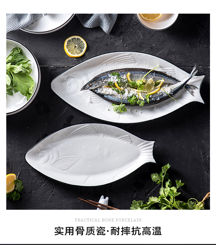 D light ceramic tableware dishes pepper fish head microwave steamed fish creative household large package mail fish dishes