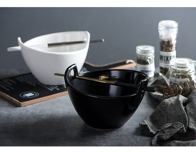 Japanese mercifully rainbow such use ceramic large soup bowl creative ears big bowl eat bowl pull rainbow such use household utensils hat to bowl