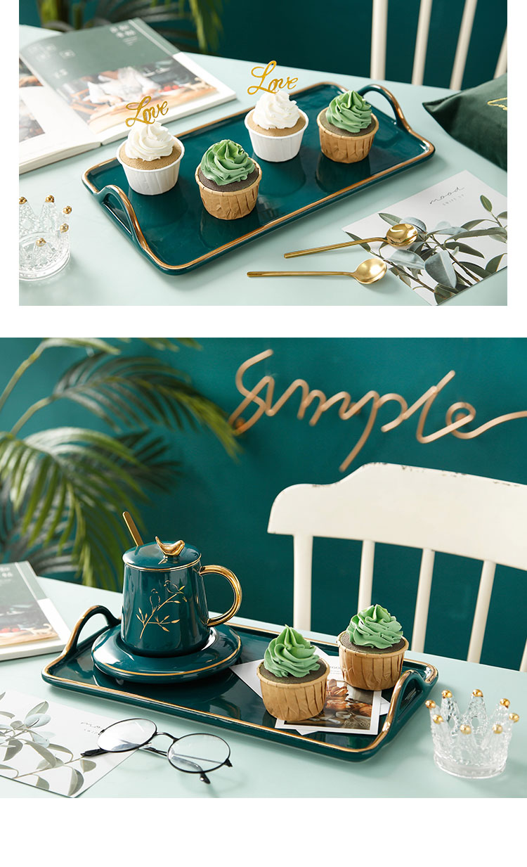 Pallet rectangle household ceramic tea cup for tea cup tray cake plate the receive plate paint tray