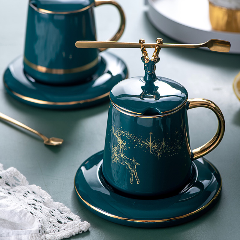Nordic mugs ins ceramic cups with cover teaspoons of creative move trend couples a pair of light excessive coffee cup