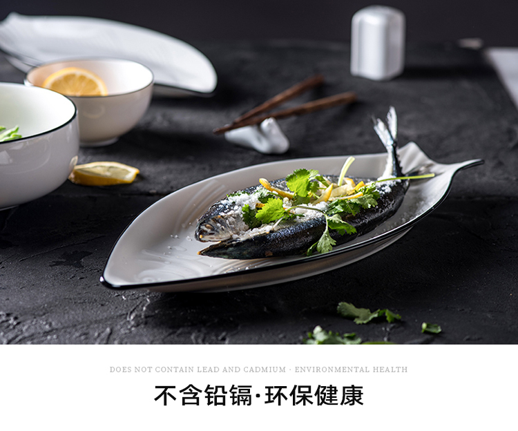 D light ceramic tableware dishes pepper fish head microwave steamed fish creative household large package mail fish dishes