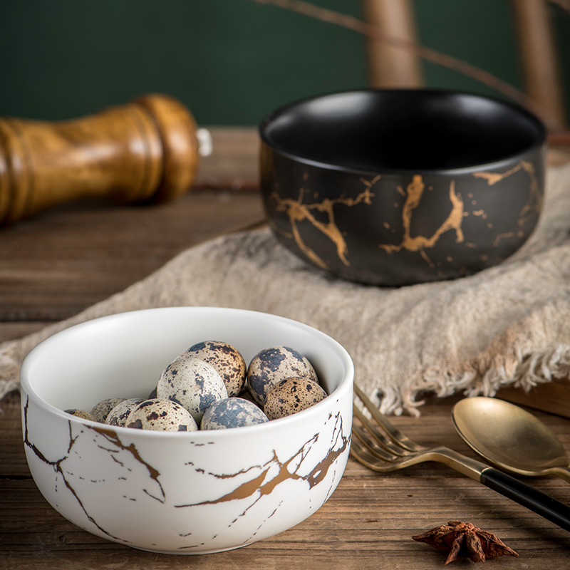 Nordic marble, ceramic bowl of soup bowl large household eat bowl creative contracted Europe type bowl dessert bowl dishes