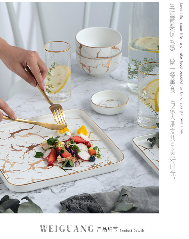 Creative ceramic plate household food dish flat rectangular plate of black beefsteak up phnom penh dish tableware portfolio