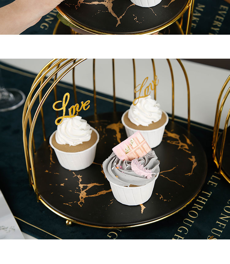 Creative dessert table furnishing articles show ceramic three layer tray was double heart cake cage shelf afternoon tea