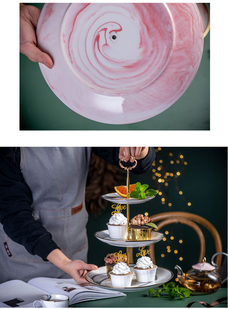 Boreal Europe style fruit bowl sitting room ceramic tableware tea sweet cake machine three the layers of double confectionery
