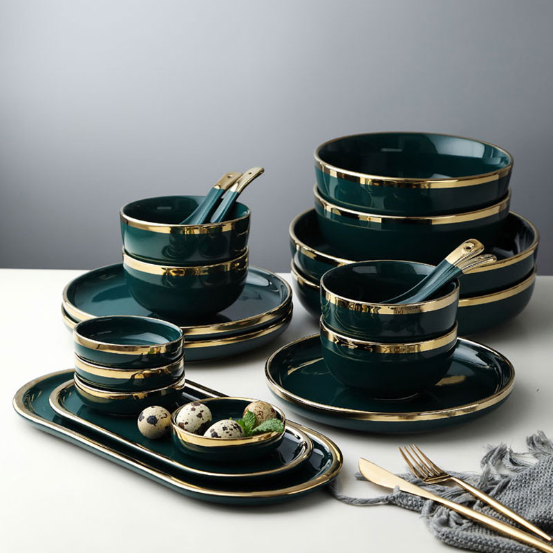 Nordic ceramic bowl with malachite green up phnom penh single rice bowls to eat bowl soup dish plate combination