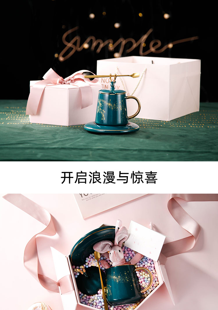 Creative move trend ceramic keller with hand gift Christmas gifts gifts one spoon picking cups with cover