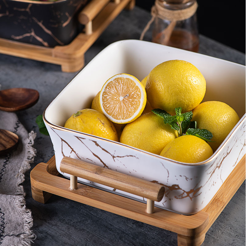 Fruit bowl boreal Europe style originality compote snack plate household modern ceramic square Fruit salad bowl sitting room
