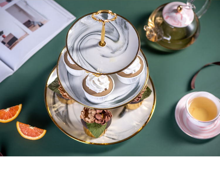 Boreal Europe style fruit bowl sitting room ceramic tableware tea sweet cake machine three the layers of double confectionery