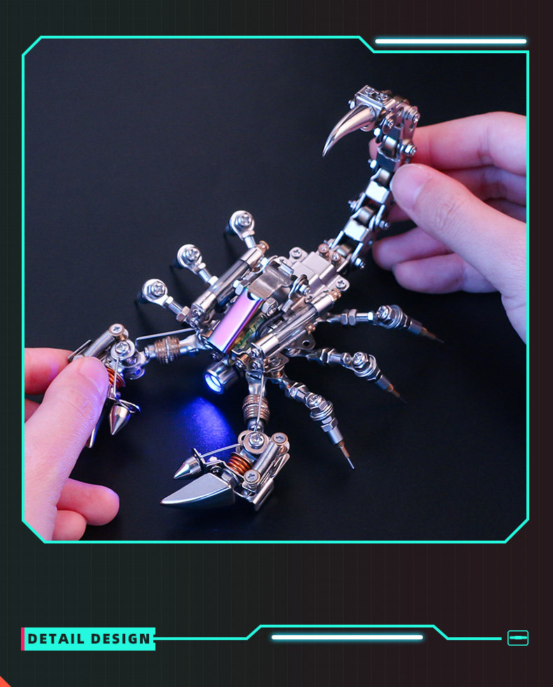 ToyGhillied Set di 200 puzzle in metallo 3D fai da te, puzzle 3D, modello meccanico scorpione, in metallo, modello 3D, ornamento fai da te per adulti (dorato