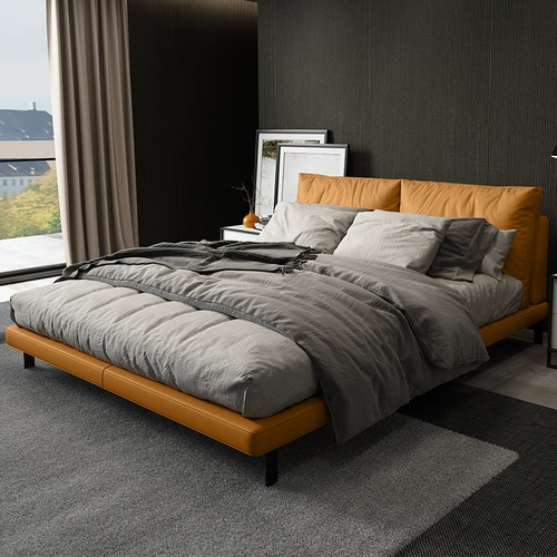 Nordic INS в стиле кожаная кровать кожаная двуспальная двуспальная кровать современная минималистская итальянская лорда спальня свадебная кровать 1,8 метра 1,8 метра