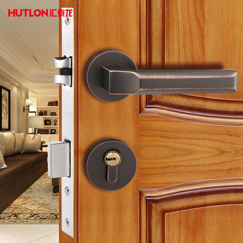 Huitai Dragon Door Lock Indoor Bedroom Door Lock Imitation Ancient Solid Wood Door Lock Simple plate Hand lock against theft 733003