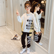 Girls spring suit 2021 New Zhongdong Net Red childrens fashion sports girl clothes spring and autumn two-piece set