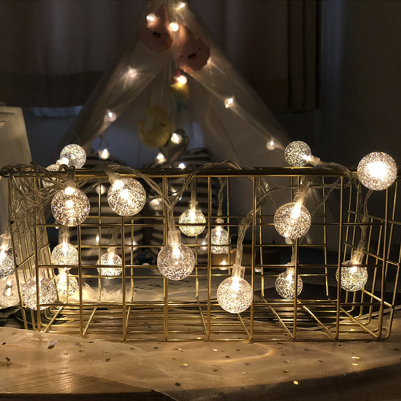 Camping small ball lamp bubble crystal decoration string lights bedroom room dormitory layout romantic LED flashing lights