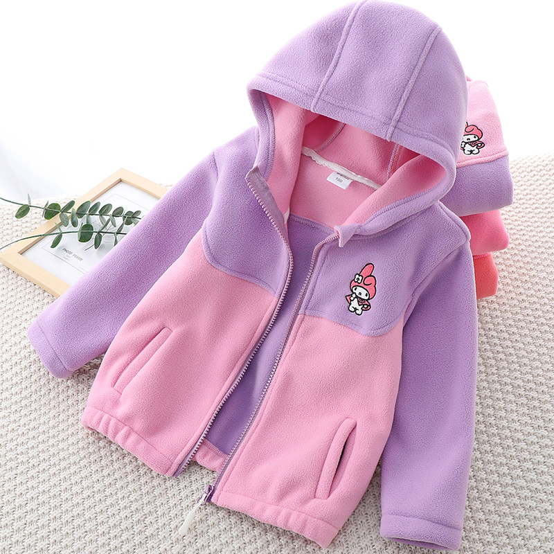 Children's Fleece Jacket Spring and Autumn Style Baby Stylish Sweatshirt with Fleece Lining Thickened Zipper Cardigan Girls' Fleece Top