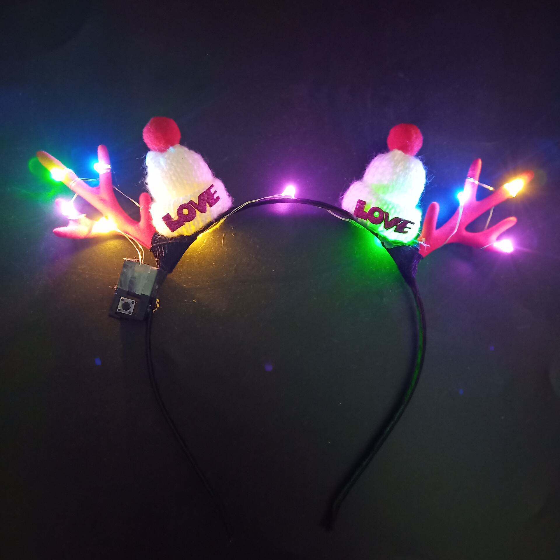 New Christmas headdress luminous antlers Concert luminous headdress Night market antlers headband cute new products