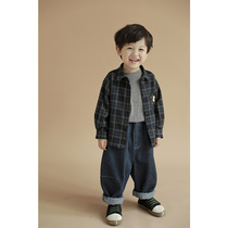 Youyou childrens plaid shirt Spring and Autumn new boys academy style handsome long sleeve jacket loose foreign shirt tide