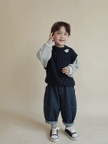 Осенний детский комплект для мальчиков, трикотажная толстовка, в западном стиле, в корейском стиле