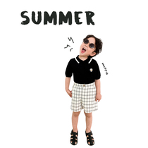 Young boy summer dress child Net Red little Daisy T-shirt Korean handsome polo shirt baby loose short sleeve shirt