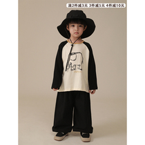 Young Yo-yo Boy Spring Loaded With Shoulder Sleeve T-shirt Cartoon Printed Bump Color Long Sleeve Undershirt Child 100 Hitch Blouse Tide Boy