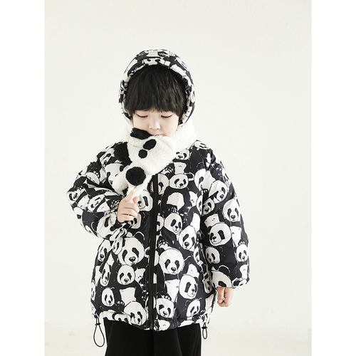 Мультяшный пуховик для мальчиков, зимняя ветрозащитная толстовка с капюшоном, детская куртка, в западном стиле, 2022, увеличенная толщина