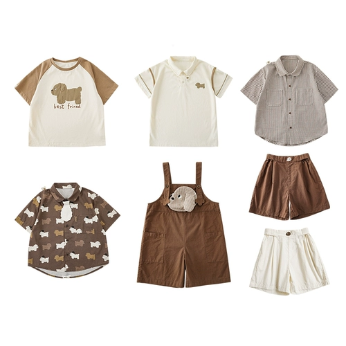 Летняя модная детская футболка для мальчиков, рубашка, комбинезон, штаны, воротник поло