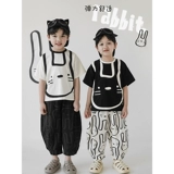 Детский кролик, кукла, тонкая футболка для мальчиков, штаны для отдыха, комплект, летняя одежда, короткий рукав