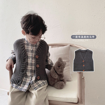 Youyou spring and autumn baby knitwear vest waistcoat Waistcoat Vest for men and women infant wool sweater childrens horse clip