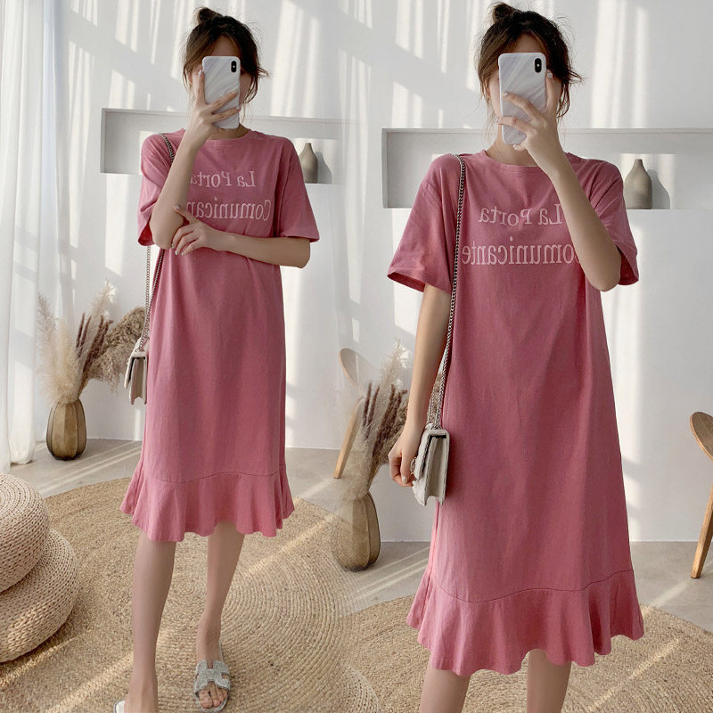 Small fresh maternity summer dress dress fashion fashion hot mom personality summer skirt spring and summer short sleeves dress