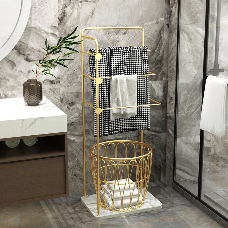 Light and luxurious bath towels High-end Bathroom Shelving FLOOR IRON ART BRIEF ABOUT MODERN MAKEUP ROOM WOOLEN TOWEL RACK TOILET SHELF