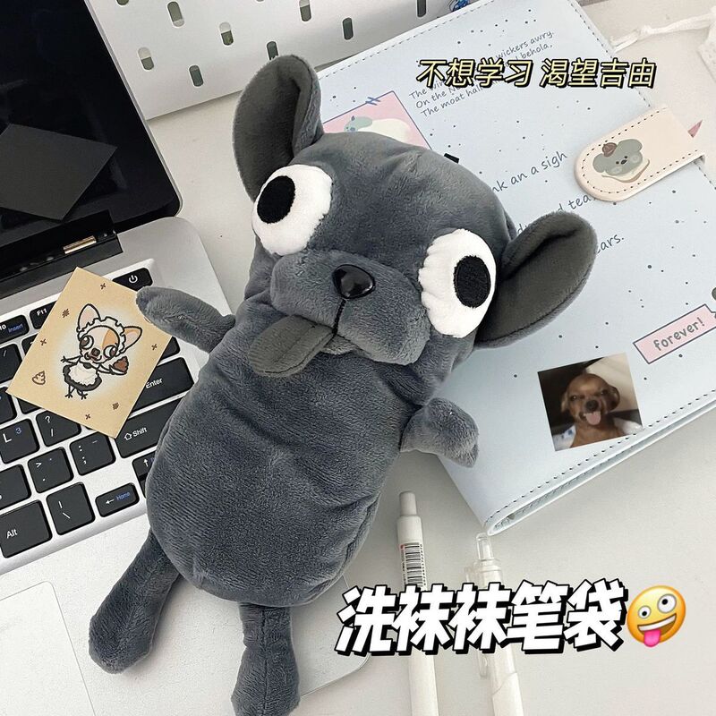 Plush Chihuahua Cute Pencil Case, Nostalgic and Funny Storage Bag, Student Desktop Organizer, Unique Stationery Box