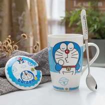 Mug cover spoon tea set Jingle Cat gift creative birthday gift cup gift box for girls Blue fat man