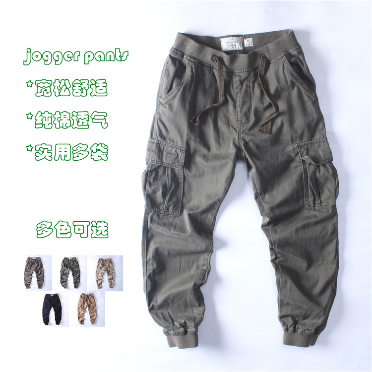 American Casual Multi-Pocket Jogger Cargo Pants for Men, Trendy Brand, Shawn Yue Style, Vintage Loose Fit, Outdoor, Autumn and Winter, Black