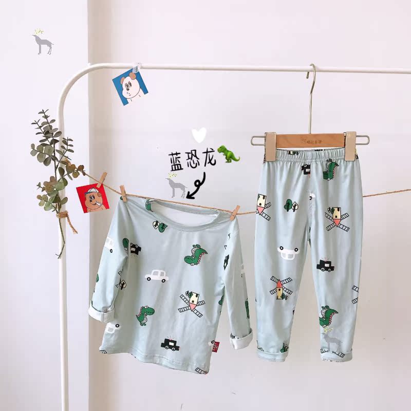 Childrens đồ ngủ cotton dài tay áo 2020 mùa xuân chàng trai mới đồ lót bộ bé mỏng bé nhà quần áo.