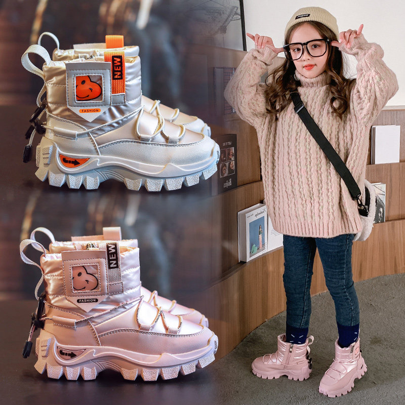 UK next kiss children snow boots winter waterproof Korean version gush thicken CUHK girl girl cotton boots