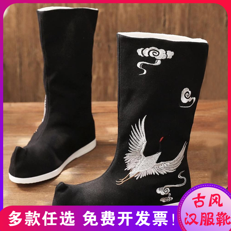 穿越时空的美：男女cos古装古代汉服靴子，武侠儿童中式布靴，戏曲锦衣卫官兵靴