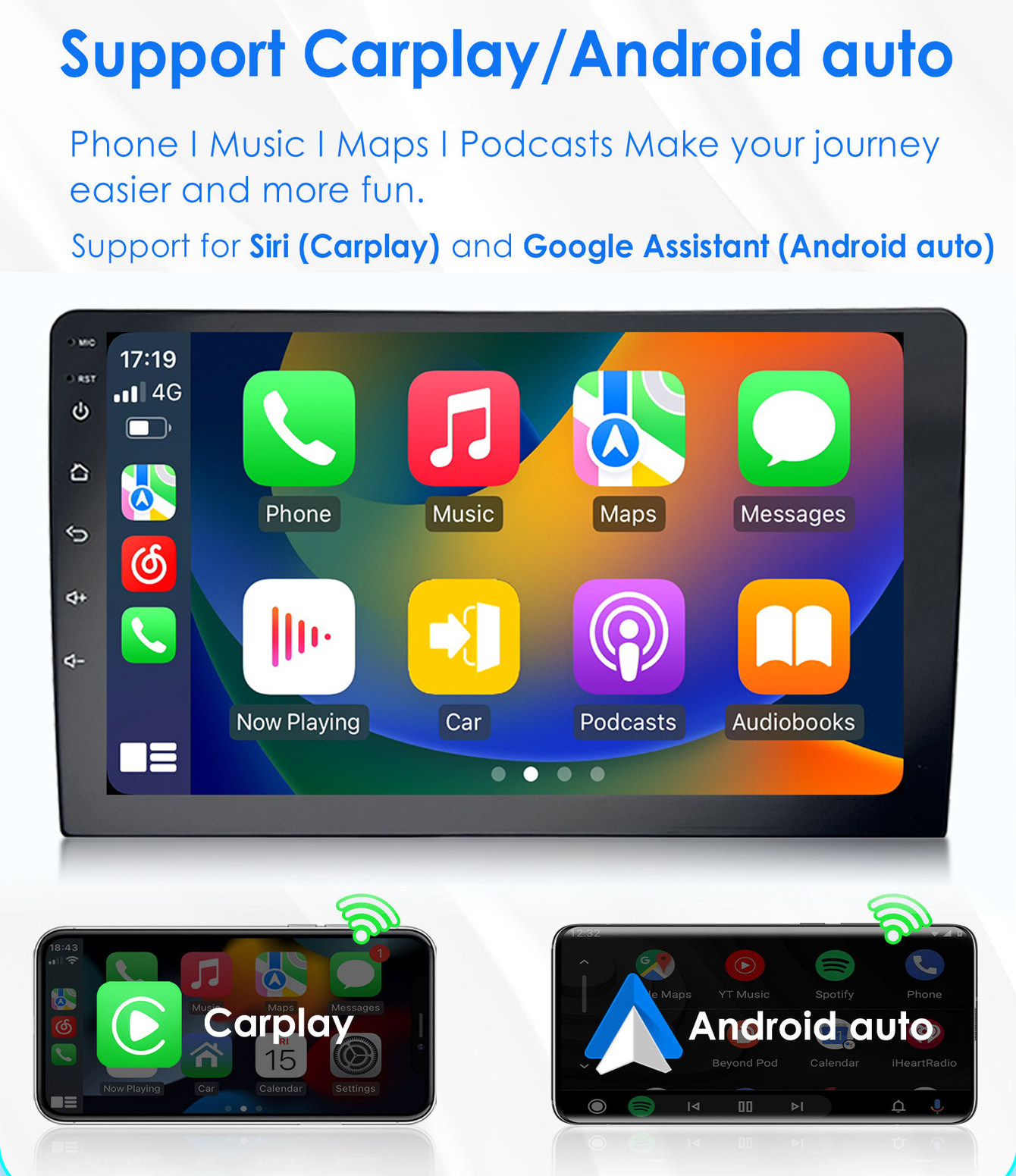 Navigatore Android Auto GPS Per VW UP!, Skoda Citigo, Seat Mii E Ibiza – 7" Touch, Carplay Wireless, DAB+, SWC
