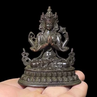 Античный старый объект старый бронзовый гуньян Будда Статуи, размахивая старыми старинными старинными старинными статуями будды Гуаньян