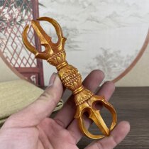 Antiques and miscellaneous antique gilt three-pronged magic instrument ornaments Vajra pestle household ornaments size about 15 3 cm long