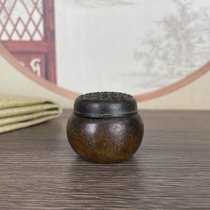 Antique copper and bamboo fish basket incense burner Xuande stove handle stove ornaments household retro aromatherapy stove ornaments