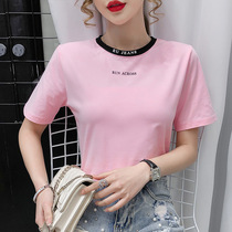 The United States and Europe Godifei womens counter 2021 summer new cotton wild letter printing color short-sleeved T-shirt