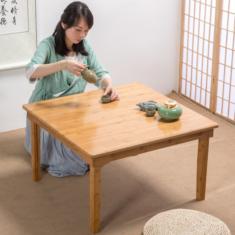 Kang Table Household Solid Wood Tatami Small Table Countryside Dining Four Square Table Day Style Short Table Floating Window Small Tea Table Nanzhu