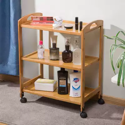 Nanzhu Dining car Wine car shelf Beauty salon cart Beauty salon tool car Movable brake solid wood