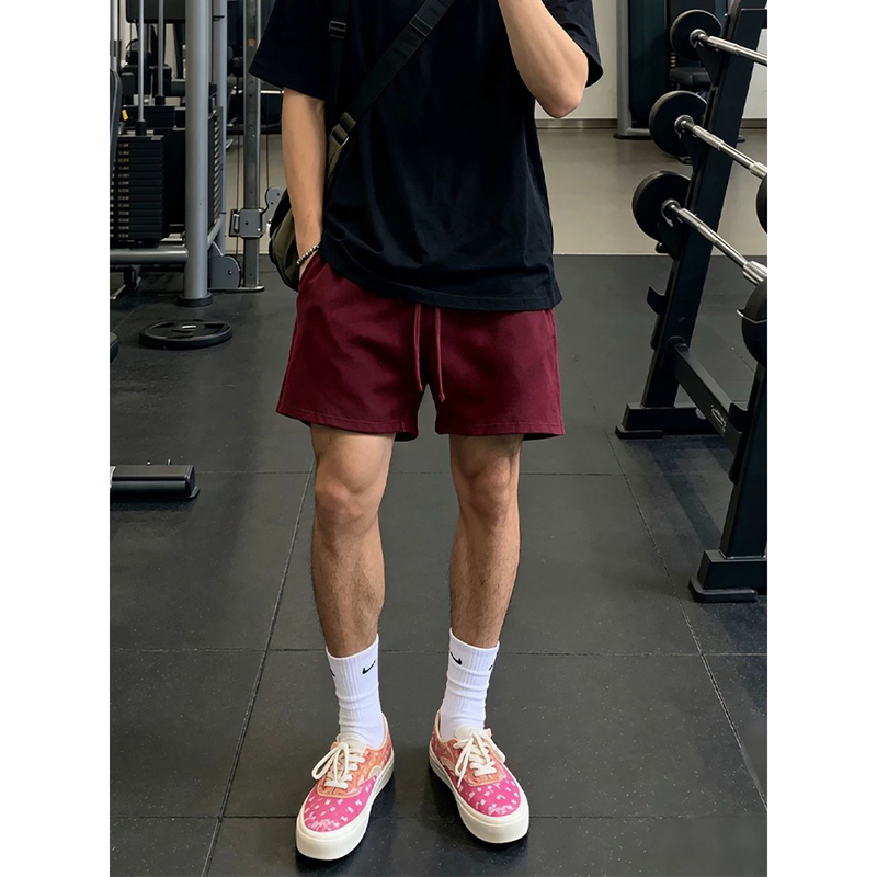 Korean Uamtor Burgundy Sports Shorts for Men, Summer Thin Style, American Trendy Brand, Gym Shorts, Outdoor Shorts Korean Uamtor Burgundy Sports Shorts for Men, Summer Thin Style, American Trendy Brand, Gym Shorts, Outdoor Shorts