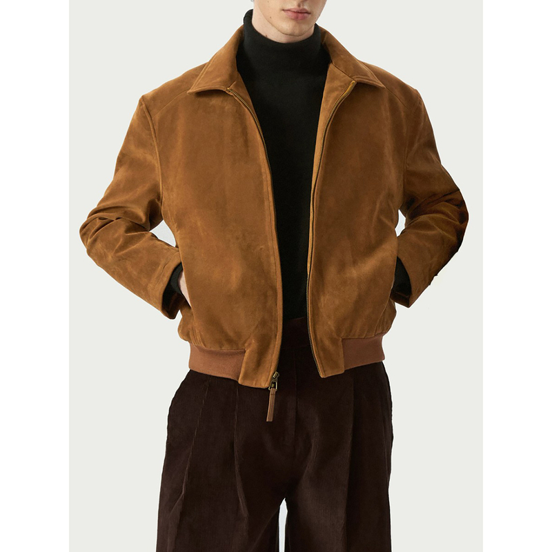 Uamtor Short Straight-Shoulder Men's Autumn and Winter Brown Cleanfti Suede Retro Flight Work Jacket Uamtor Short Straight-Shoulder Men's Autumn and Winter Brown Cleanfti Suede Retro Flight Work Jacket